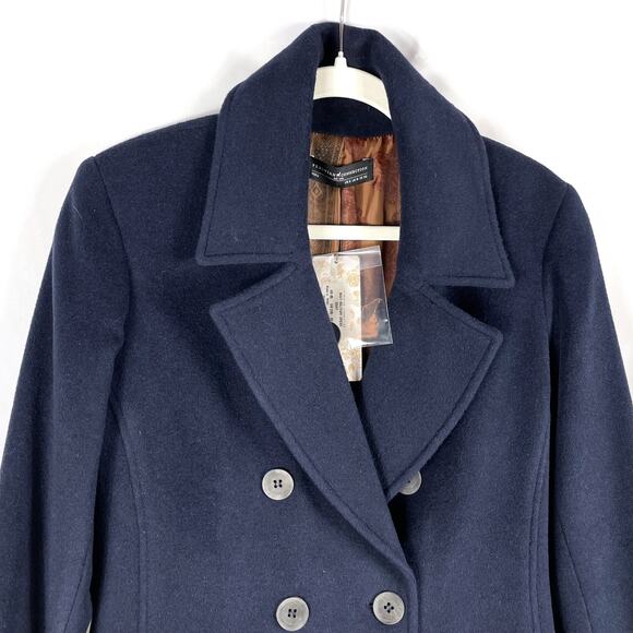 Peruvian Connection Navy Military Dress Coat Double Breasted Alpaca Wool Sz 6 - Picture 2 of 8